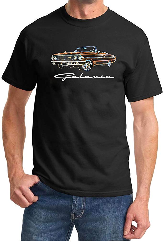 1964 Ford Galaxie Convertible Neon Lights Classic Print Orange T shirt