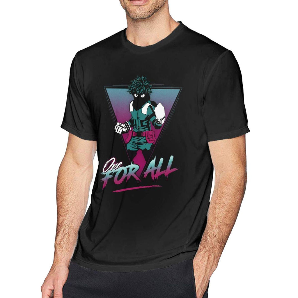 80s Retro Anime My Hero Academia All Might Plus Ultra Men's Short Sleeve Midoriya Izuku One for All T shirt