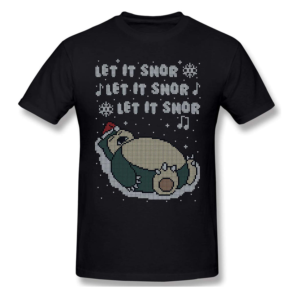 Men's Christmas Anime Howl's Moving Castle Delightful Fire Short Sleeve Top Christmas Day Snorlax Let It Snor T shirt