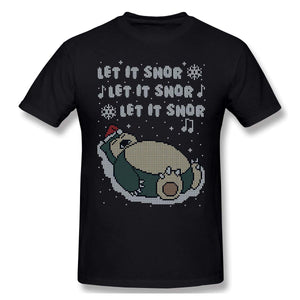 Men's Christmas Anime Howl's Moving Castle Delightful Fire Short Sleeve Top Christmas Day Snorlax Let It Snor T shirt