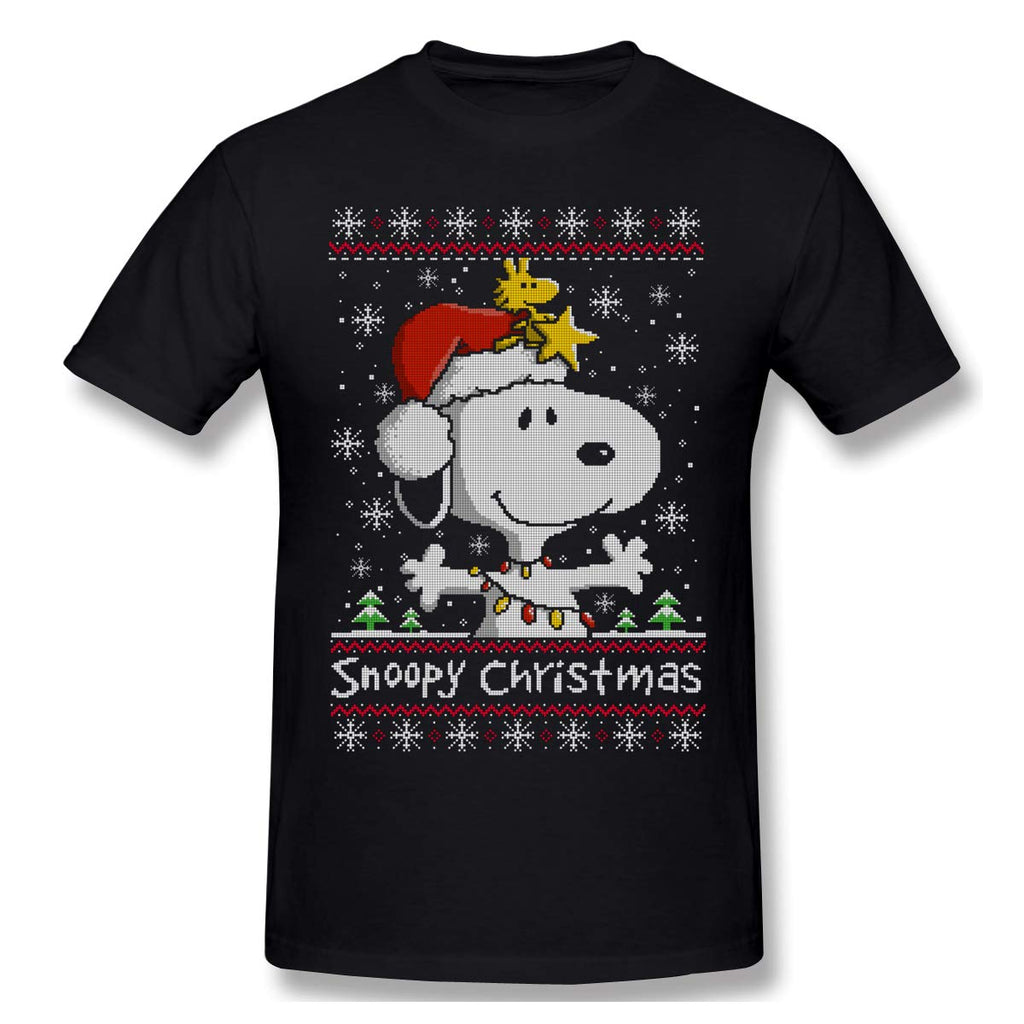 Men's Christmas Anime Howl's Moving Castle Delightful Fire Short Sleeve Top Snoopy Christmas Santa Claus T shirt